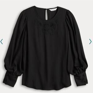 LC Lauren Conrad long sleeve satin blouse sz S work top career office corporate